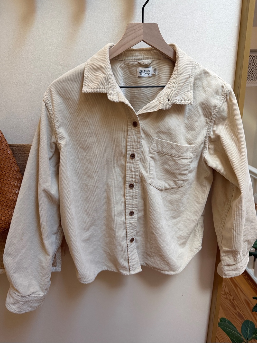 Alpine Design Beige Button-Down Corduroy Shirt